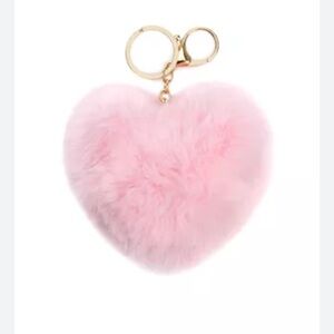 JOE FRESH Fluff Pink Heart Purse Bag Charm Key Chain 4” BRAND NEW Women’s